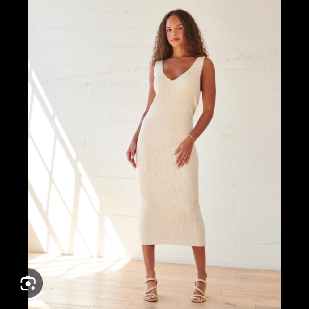 Madewell WVN white summer knit ribbed Sweater Tank Sleeveless dress size Small S
